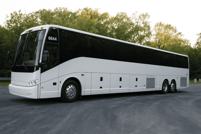 exterior of Charter Bus Rental Alpharetta coach bus